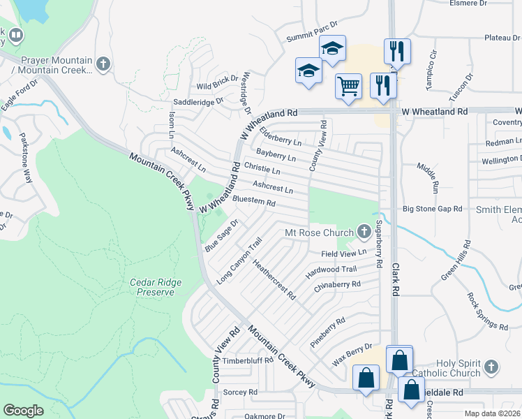 map of restaurants, bars, coffee shops, grocery stores, and more near 8920 High Plain Lane in Dallas
