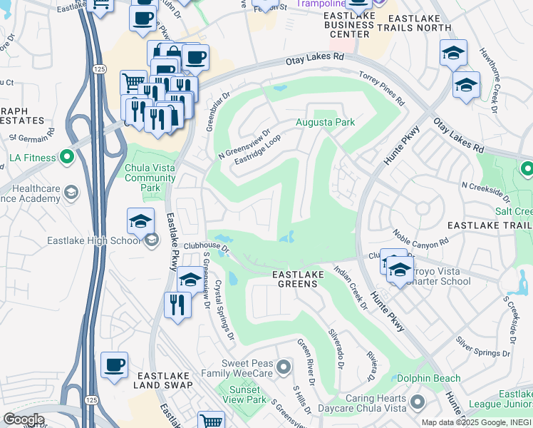 map of restaurants, bars, coffee shops, grocery stores, and more near 1136 Crystal Downs Drive in Chula Vista