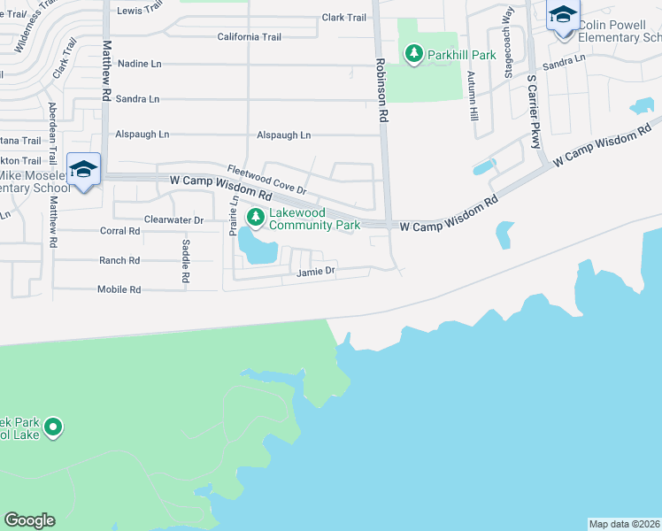 map of restaurants, bars, coffee shops, grocery stores, and more near 910 Jamie Drive in Grand Prairie