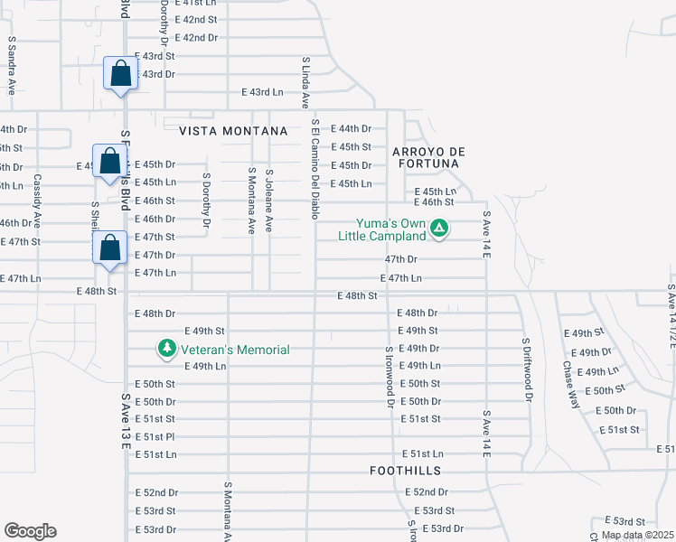 map of restaurants, bars, coffee shops, grocery stores, and more near 13500-13698 East County 13th Street in Yuma