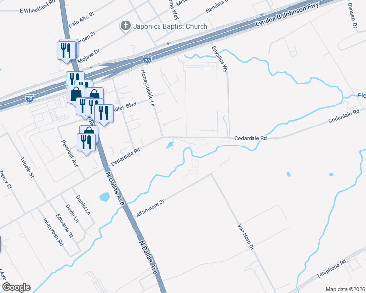 map of restaurants, bars, coffee shops, grocery stores, and more near 2900 Glorietta Lane in Dallas
