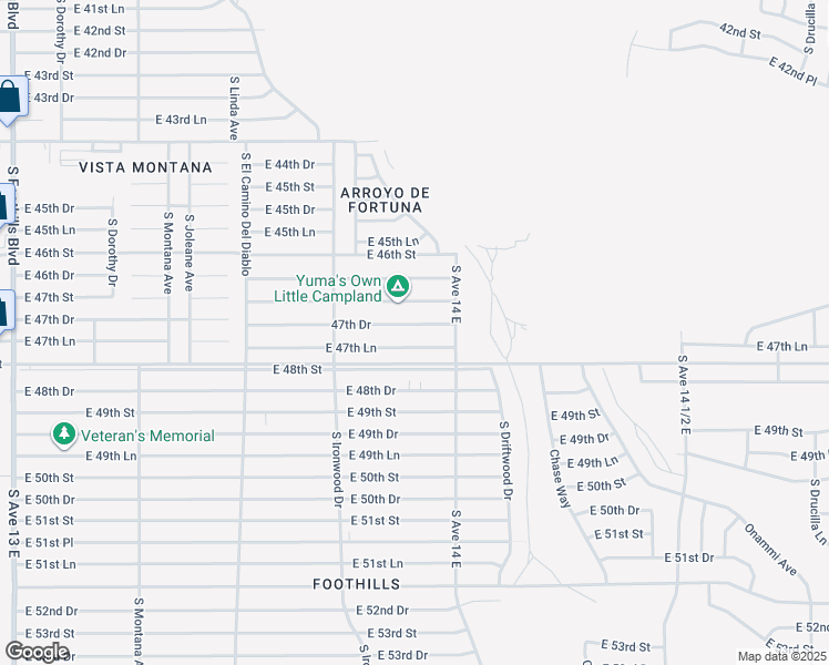 map of restaurants, bars, coffee shops, grocery stores, and more near 13812 47th Drive in Yuma