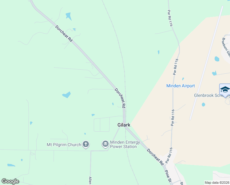 map of restaurants, bars, coffee shops, grocery stores, and more near 1386 Dorcheat Road in Minden