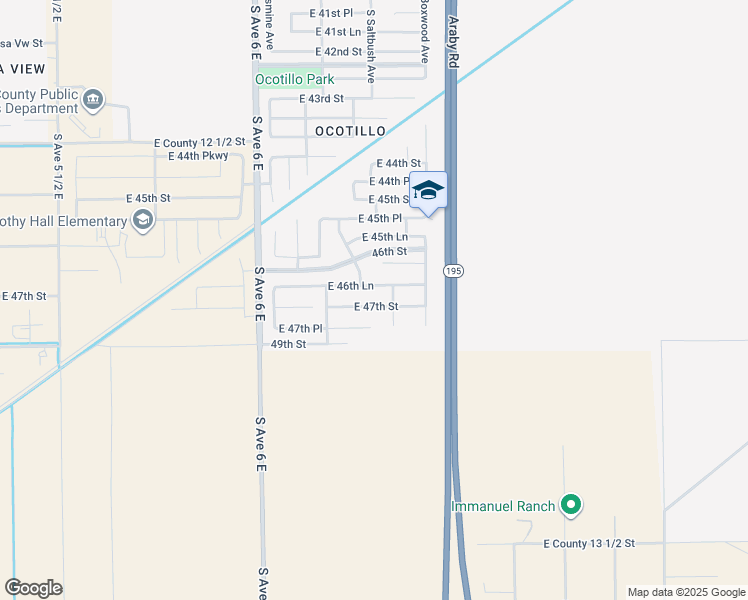 map of restaurants, bars, coffee shops, grocery stores, and more near 6302 East 47th Street in Yuma