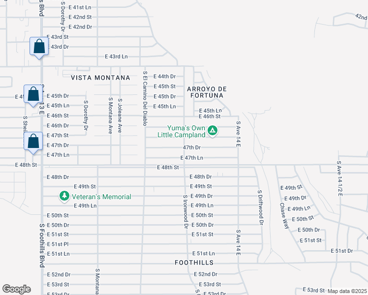 map of restaurants, bars, coffee shops, grocery stores, and more near 12820 South Ironwood Drive in Yuma