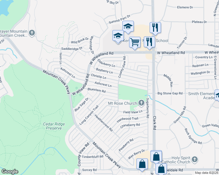 map of restaurants, bars, coffee shops, grocery stores, and more near 7314 Ashcrest Lane in Dallas