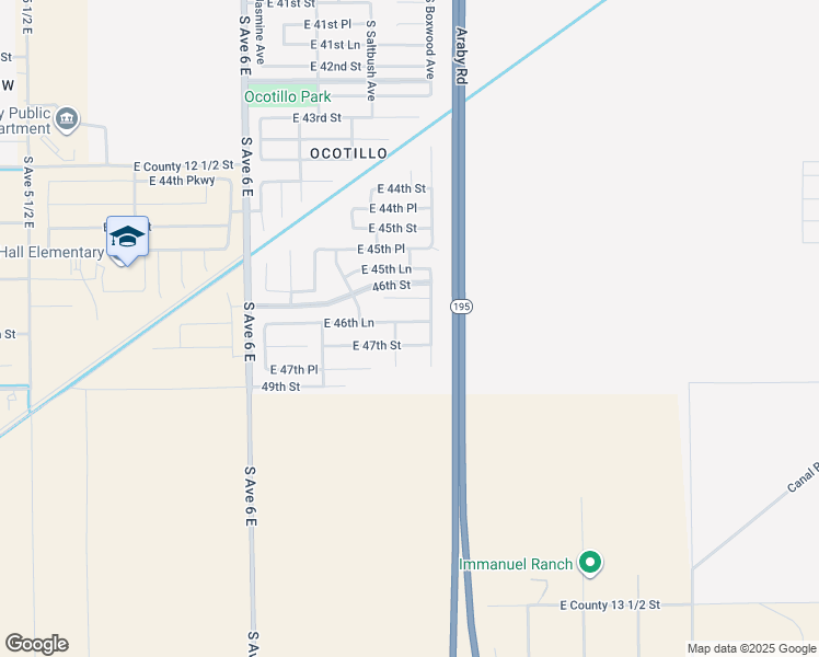 map of restaurants, bars, coffee shops, grocery stores, and more near 6365 East 46th Lane in Yuma