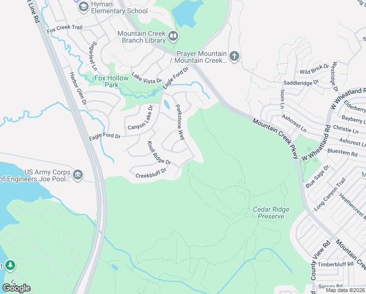 map of restaurants, bars, coffee shops, grocery stores, and more near 6428 Parkstone Way in Dallas