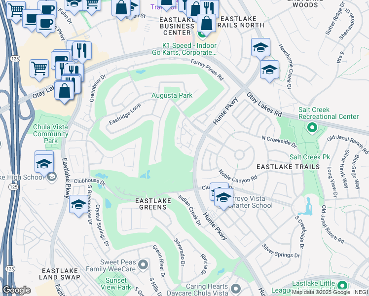 map of restaurants, bars, coffee shops, grocery stores, and more near 1216 La Vida Court in Chula Vista