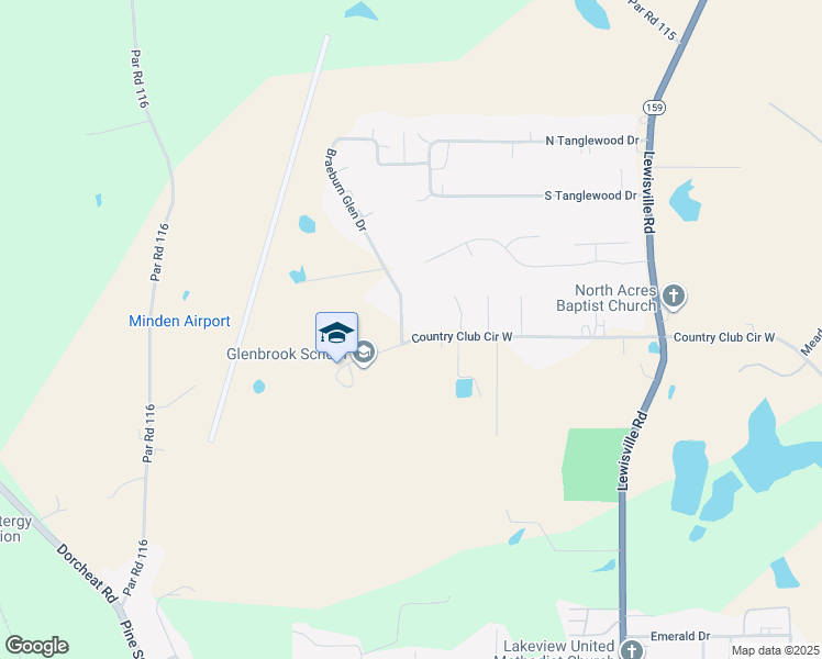 map of restaurants, bars, coffee shops, grocery stores, and more near 1521 Country Club Circle in Minden