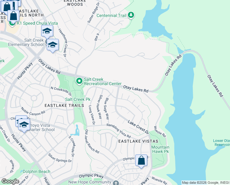map of restaurants, bars, coffee shops, grocery stores, and more near 1255 Blue Sage Way in Chula Vista