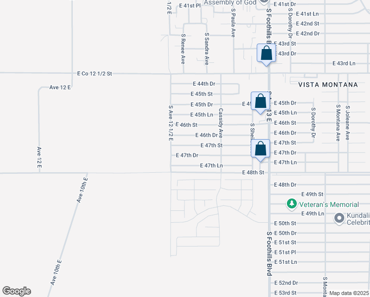 map of restaurants, bars, coffee shops, grocery stores, and more near 12563 East 47th Street in Yuma