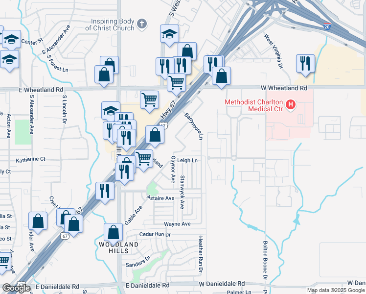 map of restaurants, bars, coffee shops, grocery stores, and more near 973 Fairbanks Circle in Duncanville