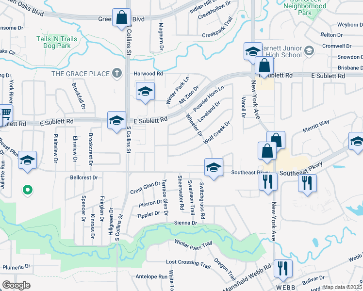 map of restaurants, bars, coffee shops, grocery stores, and more near 1510 Brookleaf Drive in Arlington