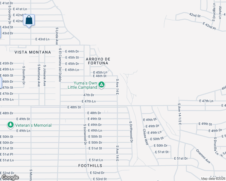map of restaurants, bars, coffee shops, grocery stores, and more near 12758-12778 S Ave 14 E in Yuma