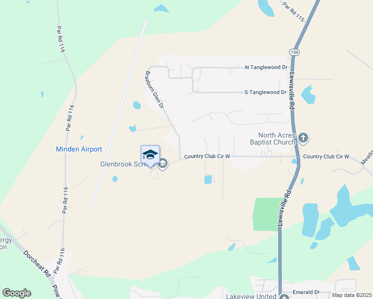 map of restaurants, bars, coffee shops, grocery stores, and more near 1521 Country Club Circle in Minden