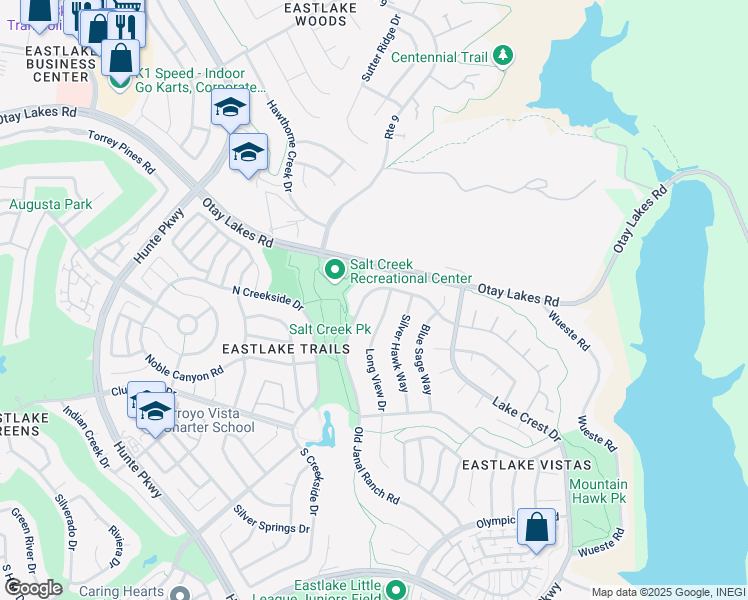 map of restaurants, bars, coffee shops, grocery stores, and more near 1260 Long View Drive in Chula Vista