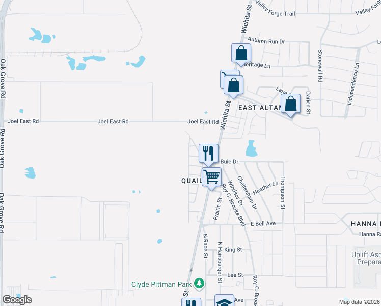 map of restaurants, bars, coffee shops, grocery stores, and more near 3000 Gentle Street in Fort Worth