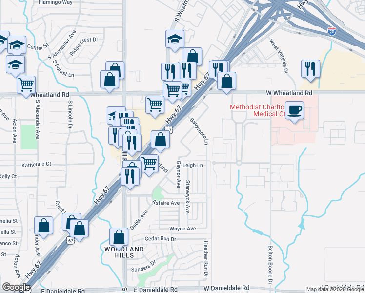 map of restaurants, bars, coffee shops, grocery stores, and more near 923 Gaynor Avenue in Duncanville