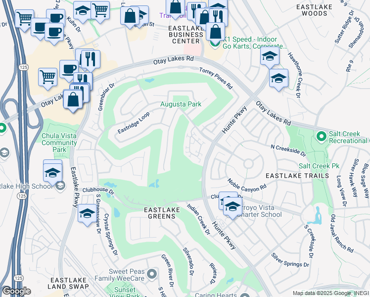 map of restaurants, bars, coffee shops, grocery stores, and more near 1180 La Vida Court in Chula Vista