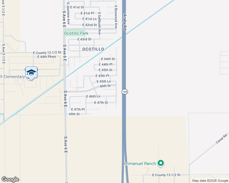 map of restaurants, bars, coffee shops, grocery stores, and more near 6365 E 46th Ln in Yuma