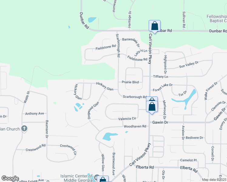 map of restaurants, bars, coffee shops, grocery stores, and more near 101 Hickory Glen in Centerville