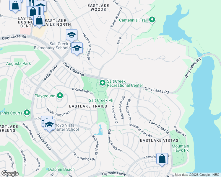 map of restaurants, bars, coffee shops, grocery stores, and more near 1260 Long View Drive in Chula Vista