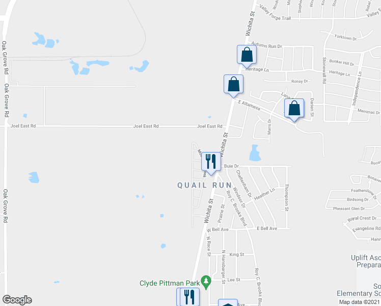 map of restaurants, bars, coffee shops, grocery stores, and more near 3000 Gentle Street in Fort Worth