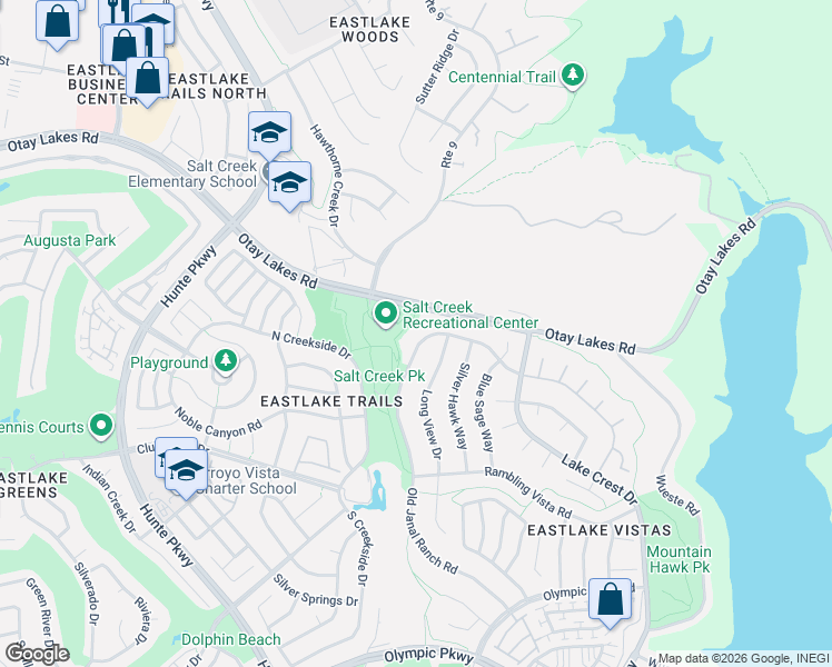map of restaurants, bars, coffee shops, grocery stores, and more near 1260 Long View Drive in Chula Vista
