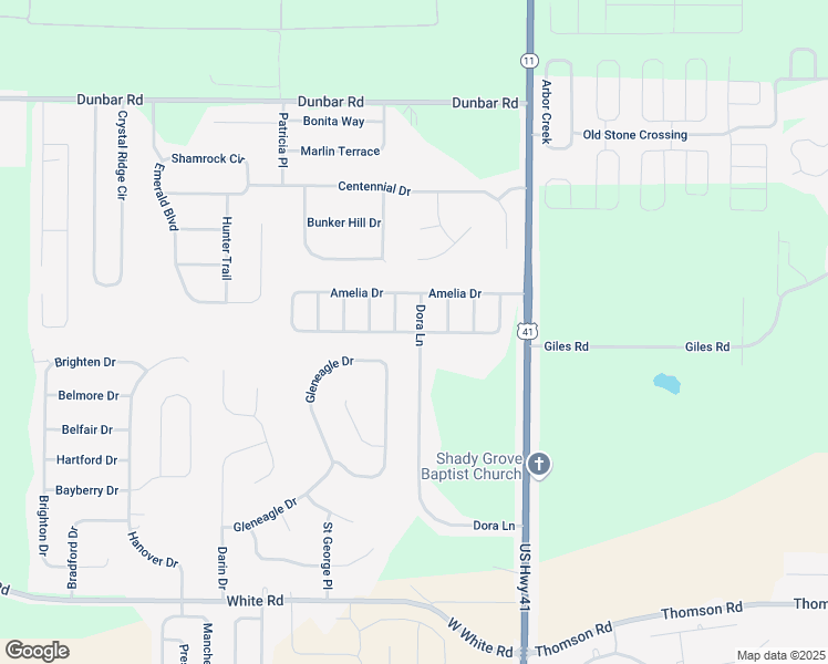 map of restaurants, bars, coffee shops, grocery stores, and more near 1500 Amelia Drive in Byron