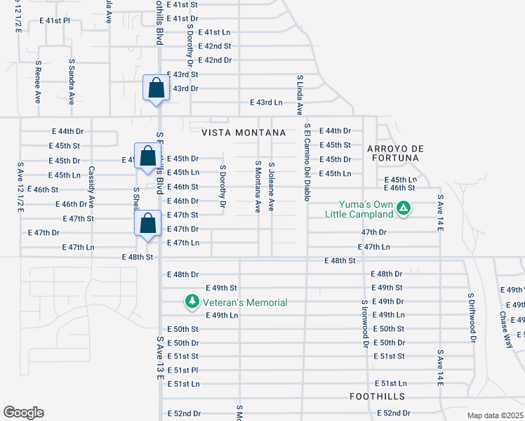 map of restaurants, bars, coffee shops, grocery stores, and more near 12711 South Montana Avenue in Yuma