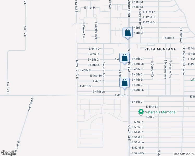 map of restaurants, bars, coffee shops, grocery stores, and more near 12649-12655 East 46th Street in Yuma