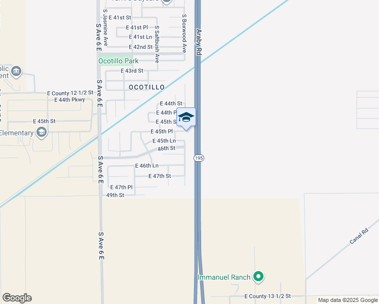 map of restaurants, bars, coffee shops, grocery stores, and more near 4621 South Boxwood Avenue in Yuma