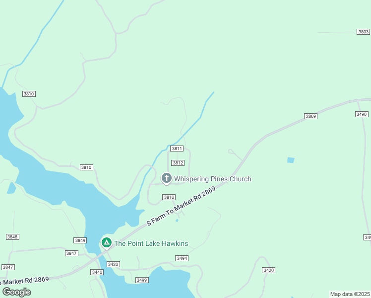 map of restaurants, bars, coffee shops, grocery stores, and more near County Road 3811 in Hawkins