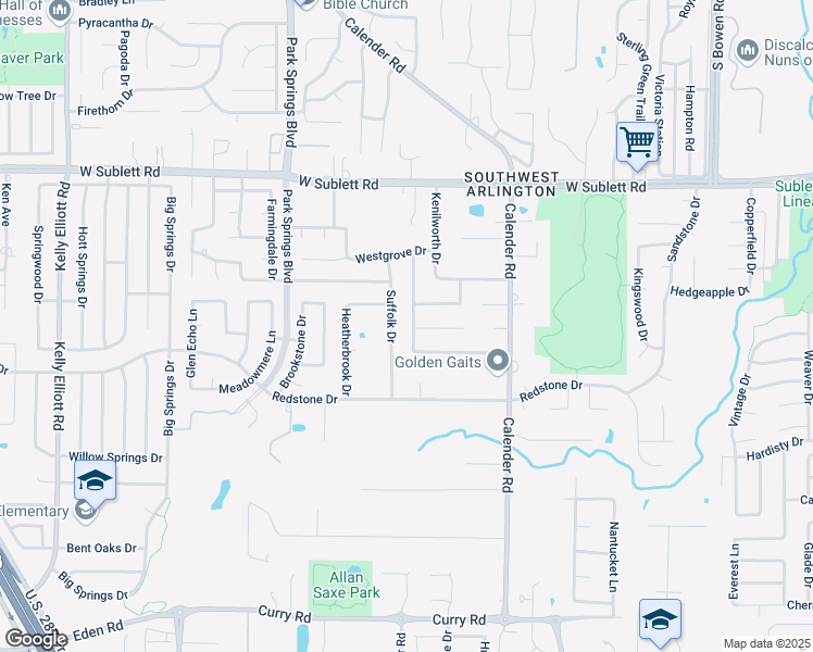 map of restaurants, bars, coffee shops, grocery stores, and more near 6209 Suffolk Drive in Arlington