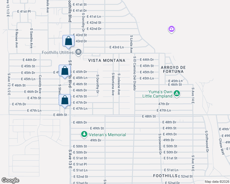 map of restaurants, bars, coffee shops, grocery stores, and more near 12677 South Montana Avenue in Yuma