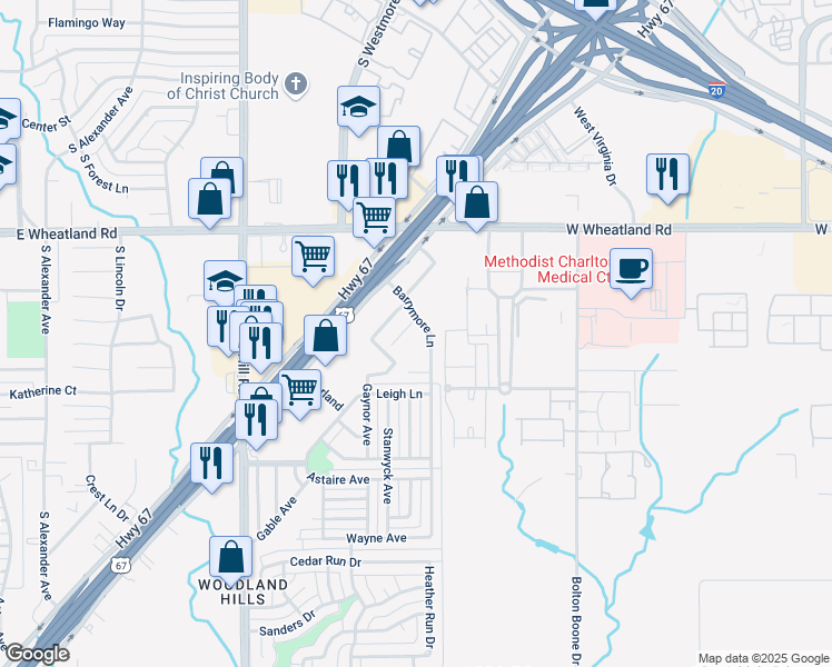 map of restaurants, bars, coffee shops, grocery stores, and more near 907 Hitchcock Circle in Duncanville
