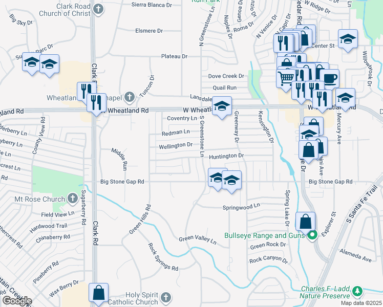 map of restaurants, bars, coffee shops, grocery stores, and more near 1106 Wellington Drive in Duncanville