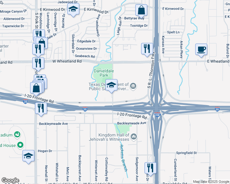 map of restaurants, bars, coffee shops, grocery stores, and more near 8512 Willoughby Boulevard in Dallas