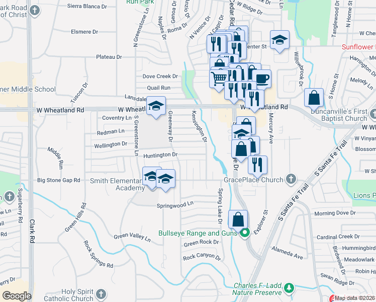 map of restaurants, bars, coffee shops, grocery stores, and more near 926 Wellington Drive in Duncanville