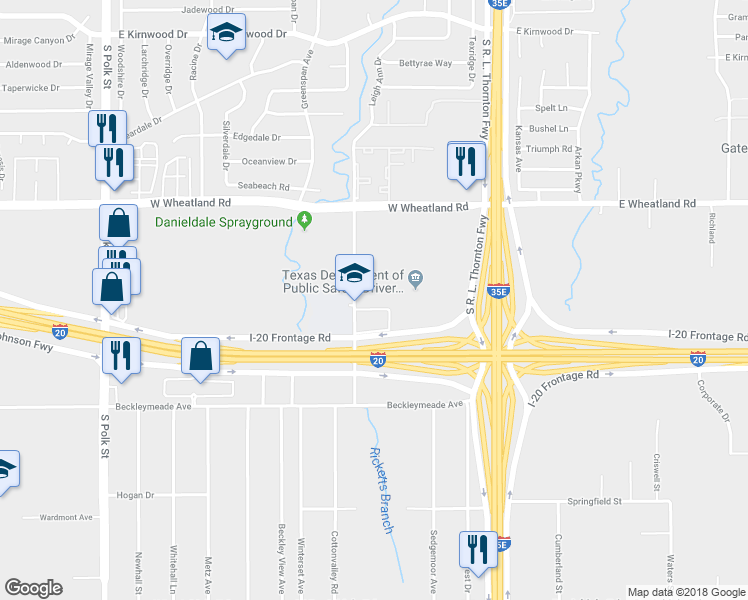 map of restaurants, bars, coffee shops, grocery stores, and more near 8404 Willoughby Boulevard in Dallas