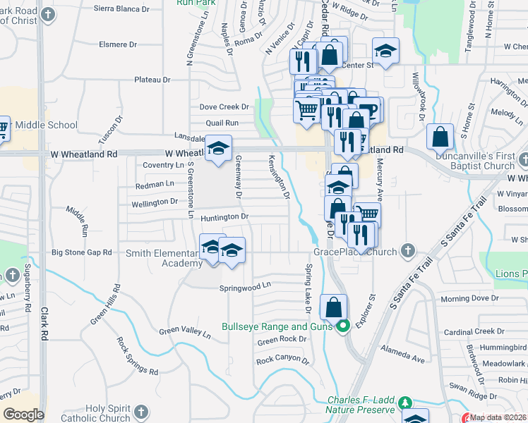 map of restaurants, bars, coffee shops, grocery stores, and more near 926 Wellington Drive in Duncanville