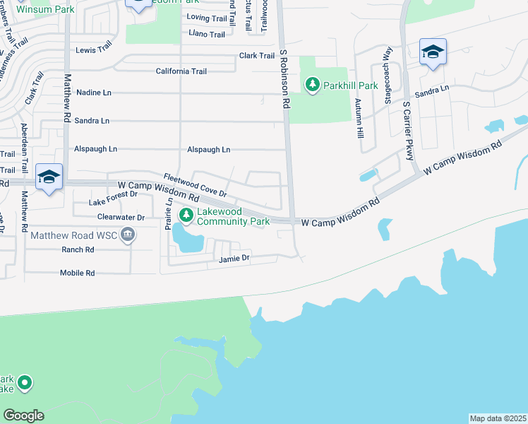 map of restaurants, bars, coffee shops, grocery stores, and more near 823 Fleetwood Cove Drive in Grand Prairie