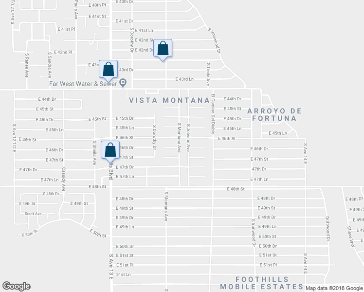 map of restaurants, bars, coffee shops, grocery stores, and more near 12677 South Montana Avenue in Yuma