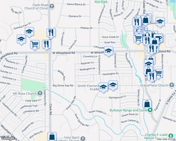 map of restaurants, bars, coffee shops, grocery stores, and more near 1202 Wellington Drive in Duncanville