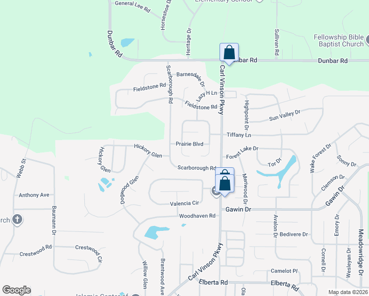 map of restaurants, bars, coffee shops, grocery stores, and more near 401 Tumbleweed Circle in Centerville