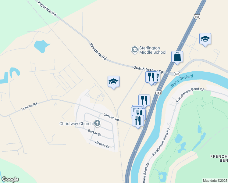 map of restaurants, bars, coffee shops, grocery stores, and more near 233 Keystone Road in Monroe