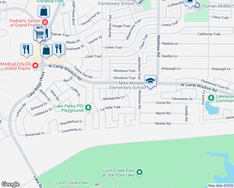 map of restaurants, bars, coffee shops, grocery stores, and more near 5327 Nueces Lane in Grand Prairie