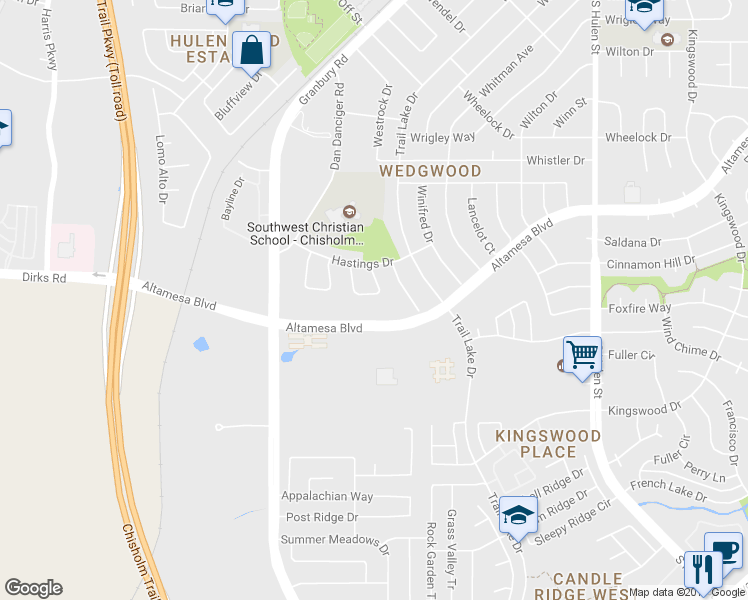 map of restaurants, bars, coffee shops, grocery stores, and more near 5229 Fallworth Court in Fort Worth
