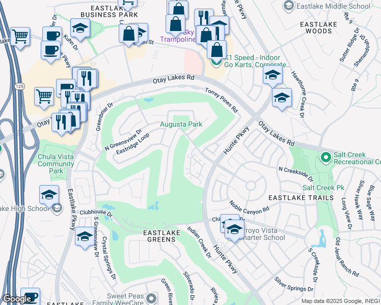map of restaurants, bars, coffee shops, grocery stores, and more near 1120 La Vida Court in Chula Vista